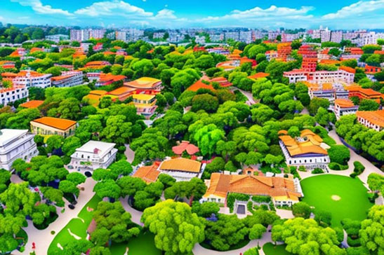 imagem de drone de uma cidade positiva para a natureza gerada por IA
