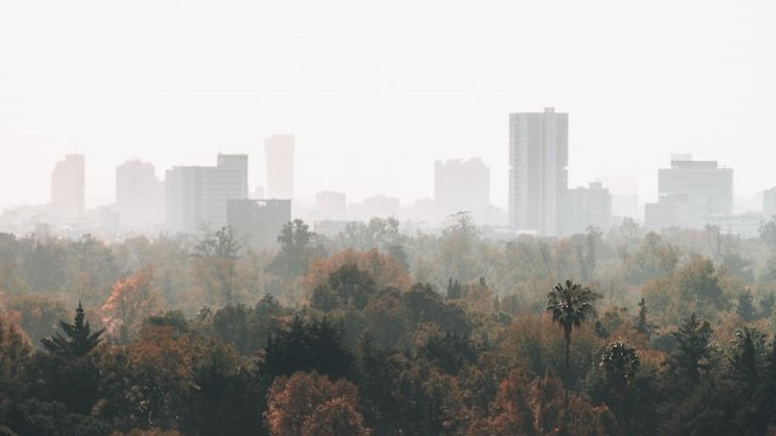 uma visão da cidade do méxico com fumaça