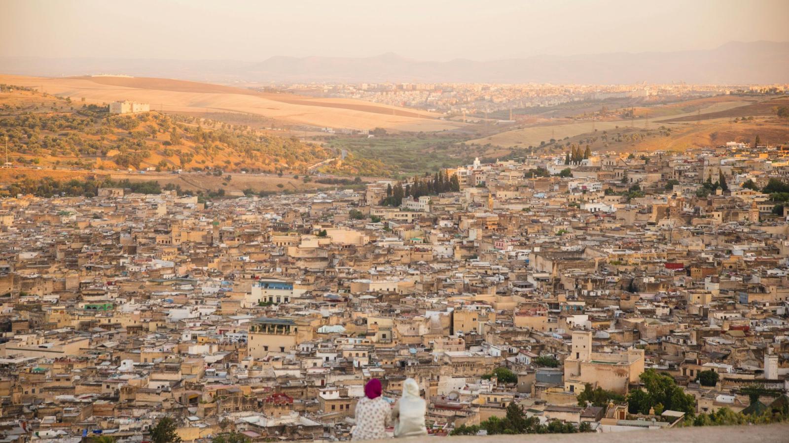 Vista aérea de uma cidade no Marrocos