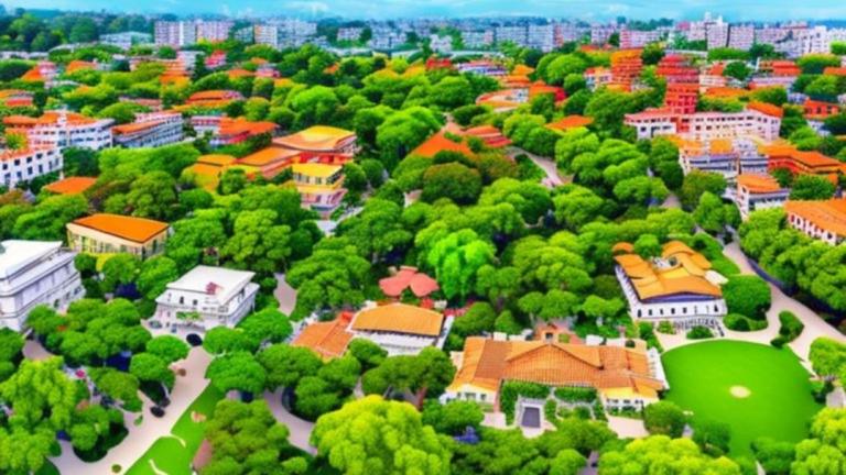 uma vista aérea da cidade positiva para a natureza
