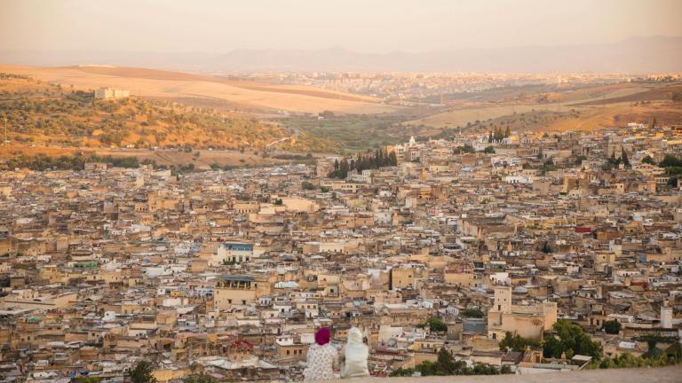 Vista aérea de uma cidade no Marrocos
