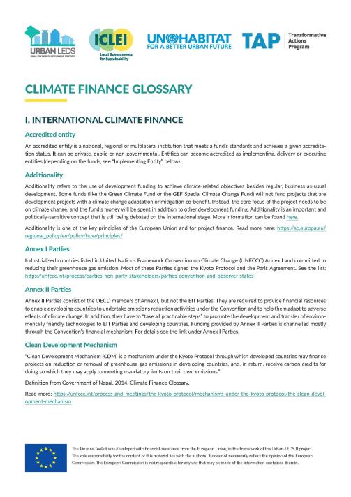 glossário de finanças climáticas