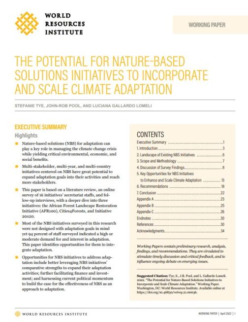 O Potencial para Soluções Baseadas na Natureza